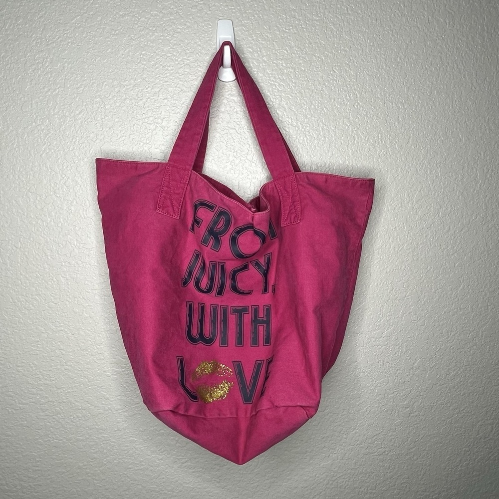 Juicy Couture Tote Bag Pink Canvas Shopper Bag XL From Juicy With Love Y2k Vtg